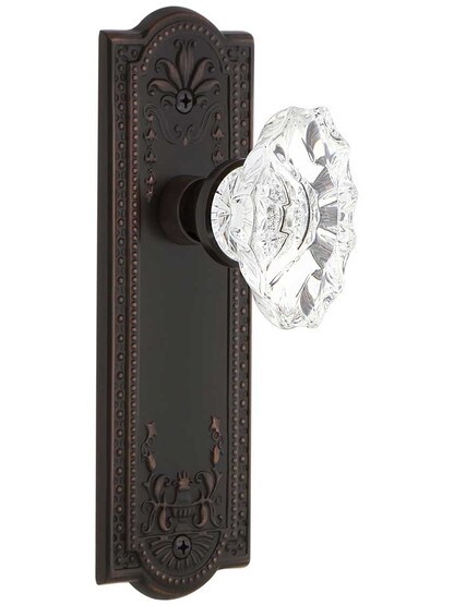 Meadows Design Door Set with Chateau Crystal Glass Knobs in Timeless Bronze.
